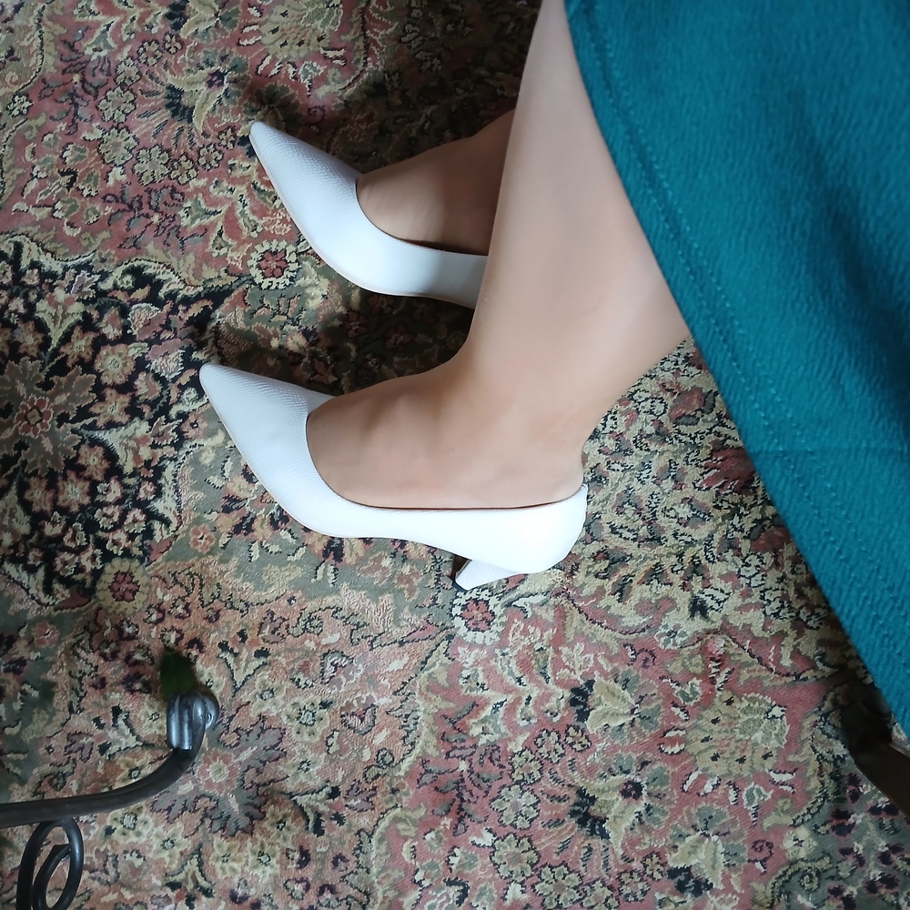 Chic White Block Heel Pumps